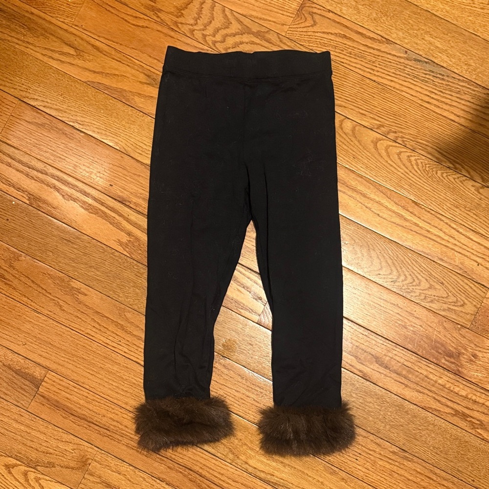 Black Leggings with Brown Fur Trim